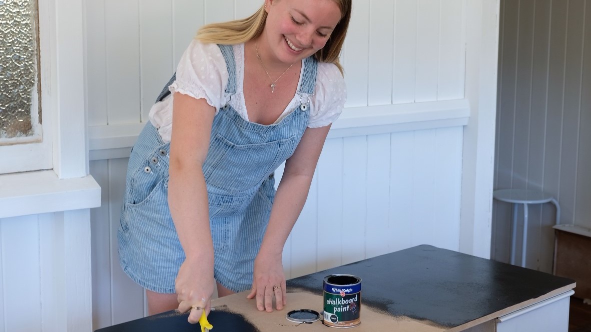 Craft Activity Table using White Knight Chalkboard Paint